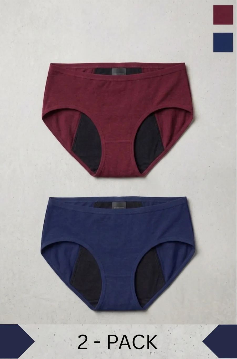Pack of 2 Women’s Period Panties – Blue & Maroon