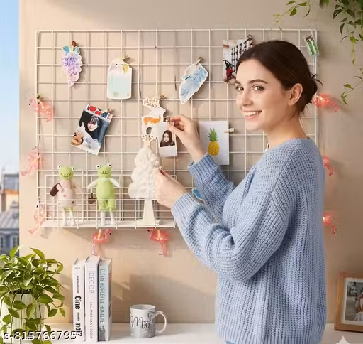 Metal Grid Photo Display Frame with Clips
