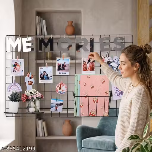Metal Grid Photo Display Frame with Clips