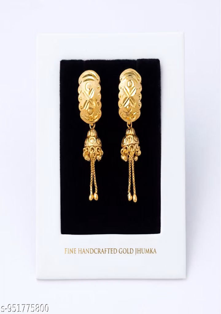1 Gram Gold Plated Antique Jhumka Earrings for Women