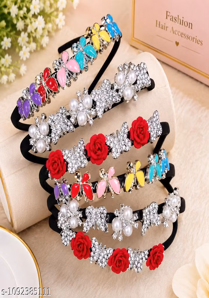 Girls Hairbands – Pack of 6 Cute Flower Design ABS Hair Accessories for Kids