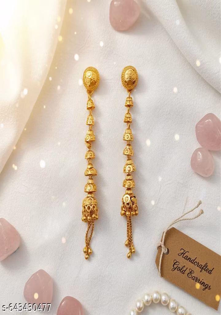 1 Gram Gold Plated Long Suidhaga Earrings for Women