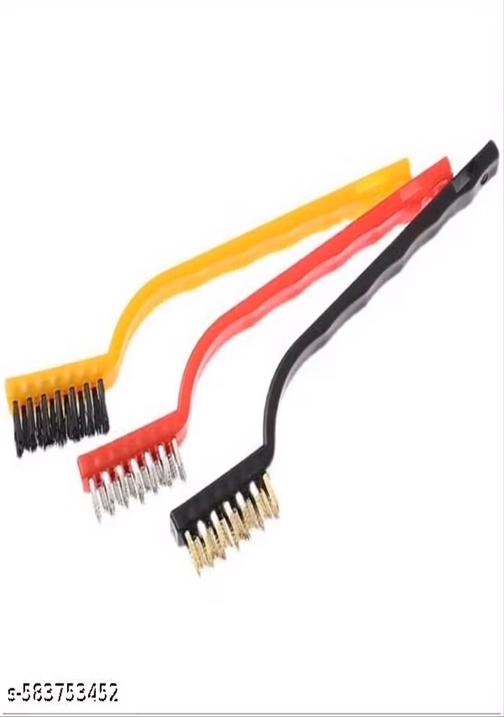 3-Piece Wire Brush Cleaning Set – Brass, Steel & Nylon Brushes for Home and Industrial Use