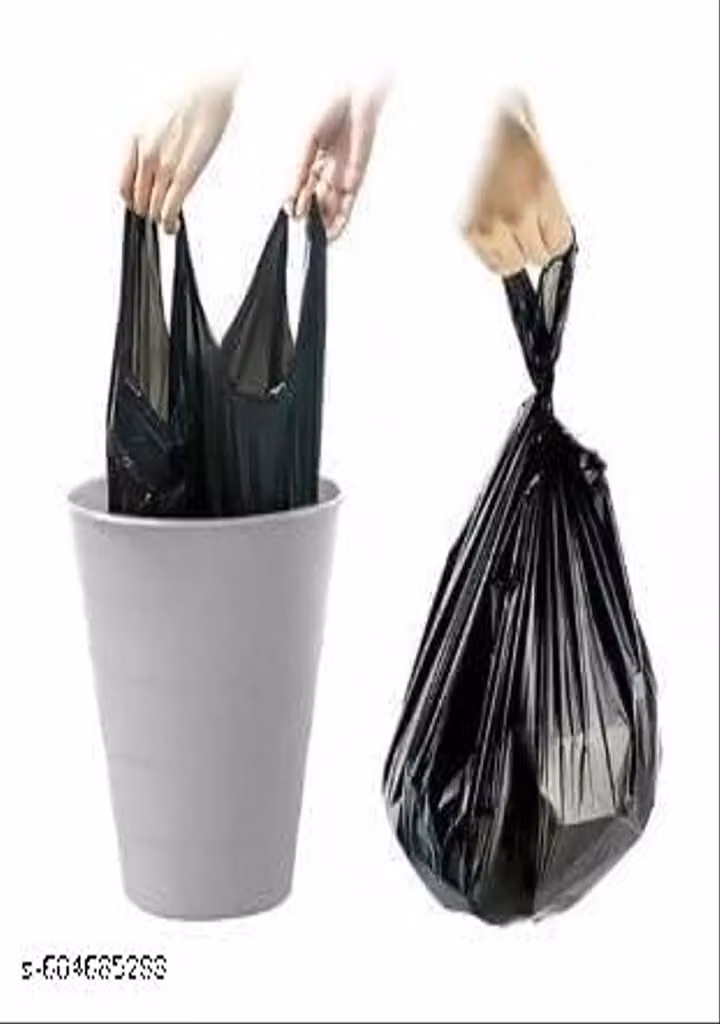 Black Garbage Bags with Handles – 20 × 26 Inch Dustbin Bags for Home & Kitchen, Pack of 1