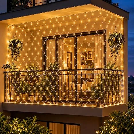 Warm White LED Net Mesh Curtain Lights for Indoor & Outdoor Decoration