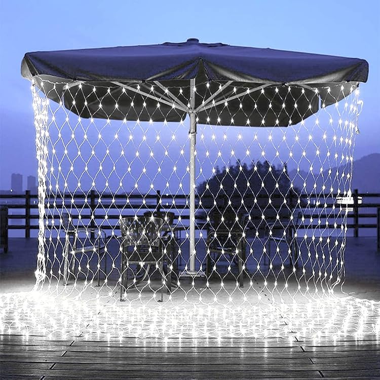 LED Net Mesh String Lights 5×5 Ft, 120 Cool White LEDs