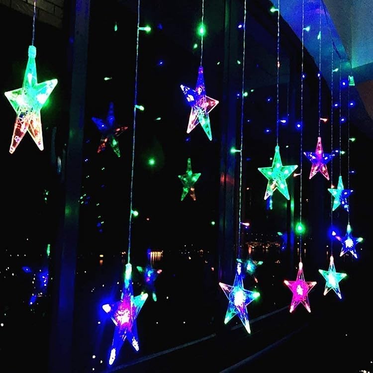 LED Multicolor Star Curtain String Lights with 10 Stars and 8 Modes