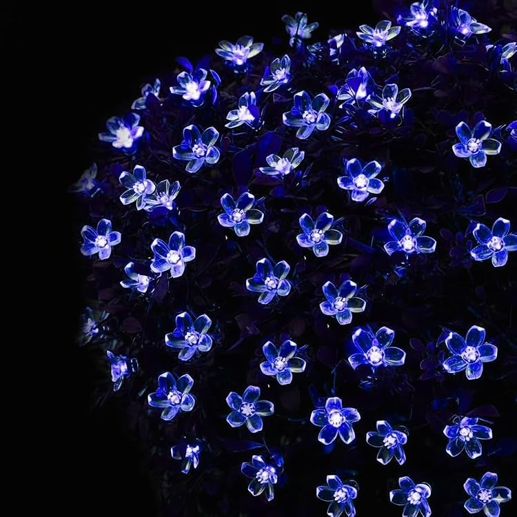 Blue Cherry Blossom Flower LED Fairy String Lights, 36 LEDs, 10 Meter Decorative Lights