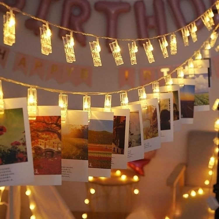 Warm White Photo Clip LED String Lights, 14 LEDs, 3 Meter, Pack of 3 Decorative Fairy Lights