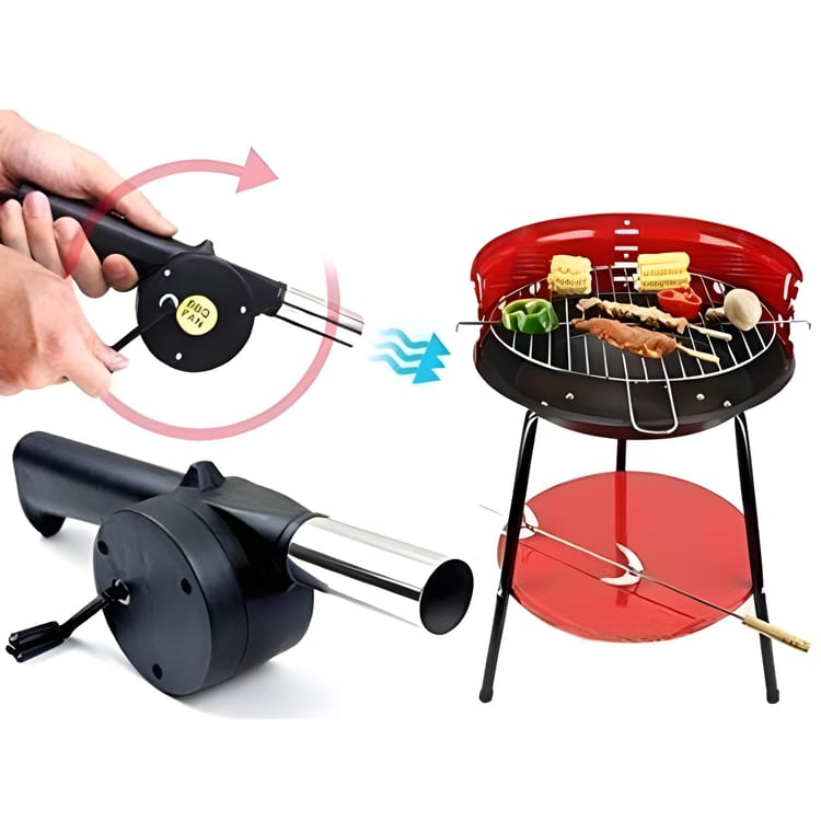 Portable Manual BBQ Grill Air Blower Fan for Charcoal, Campfire and Outdoor Cooking