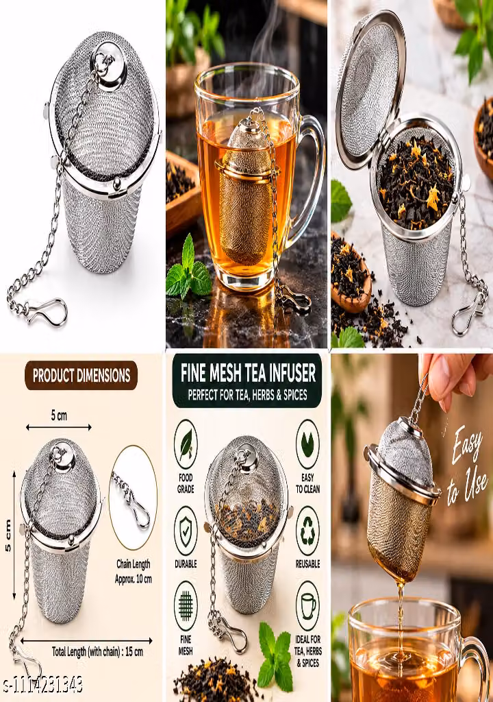 Tea Infuser – Stainless Steel Mesh Tea Strainer with Chain and Hook