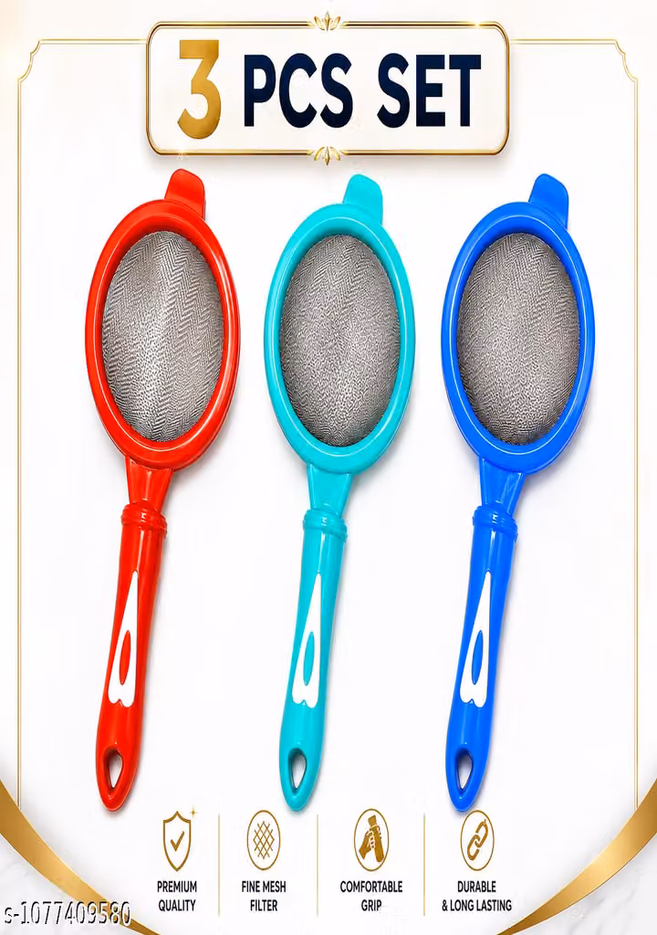 3 Pcs Stainless Steel Tea Strainer Set – Reusable Kitchen Tea Filters