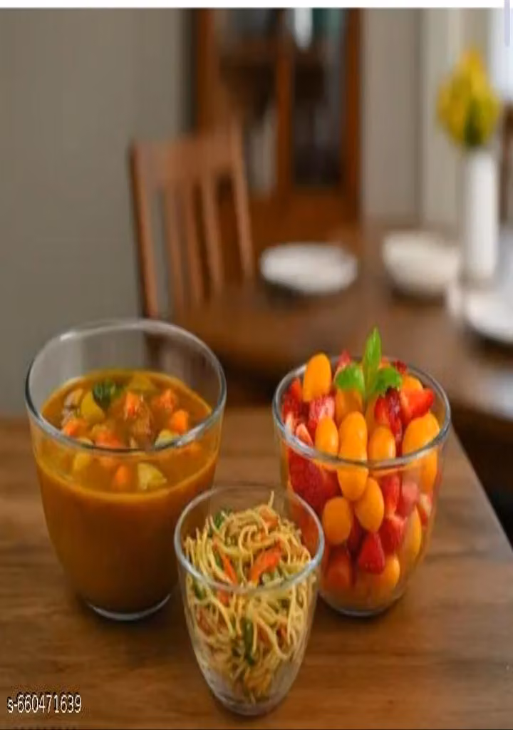 Glass Bowl Set of 6 | Ribbed Transparent Dry Fruit & Snack Serving Bowls