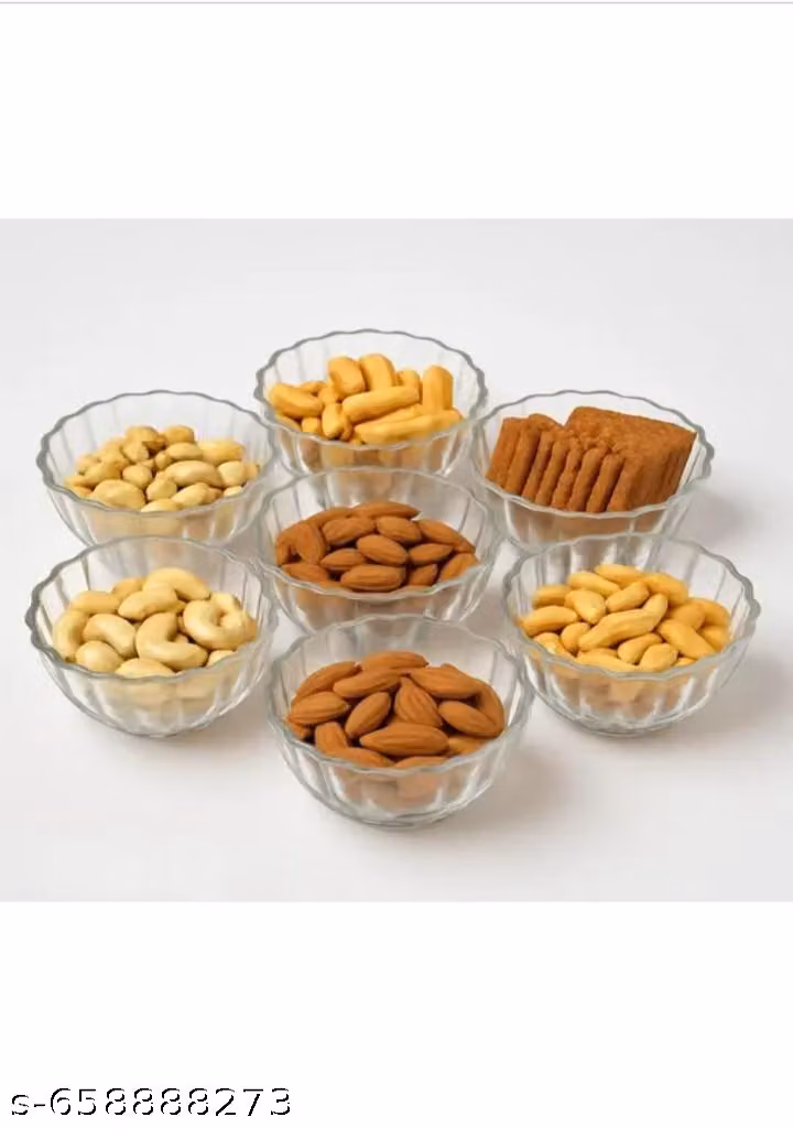 Rasmalai Bowl Set of 6 (125 ml) | Transparent Glass Dessert & Pudding Bowls