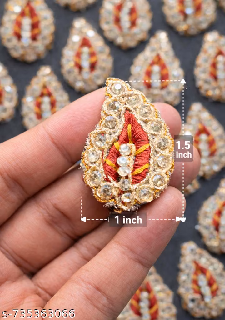 Handmade Jadkan Embroidery Patch Pack of 25 – Gold Pearl Boota Applique for Saree, Suit & Lehenga