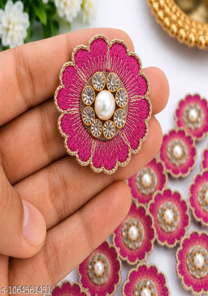 Rani Designer Embroidered Boota Pack of 25 – Jarkan & Golden Dori Floral Patch for Suit, Kurti & Lehenga