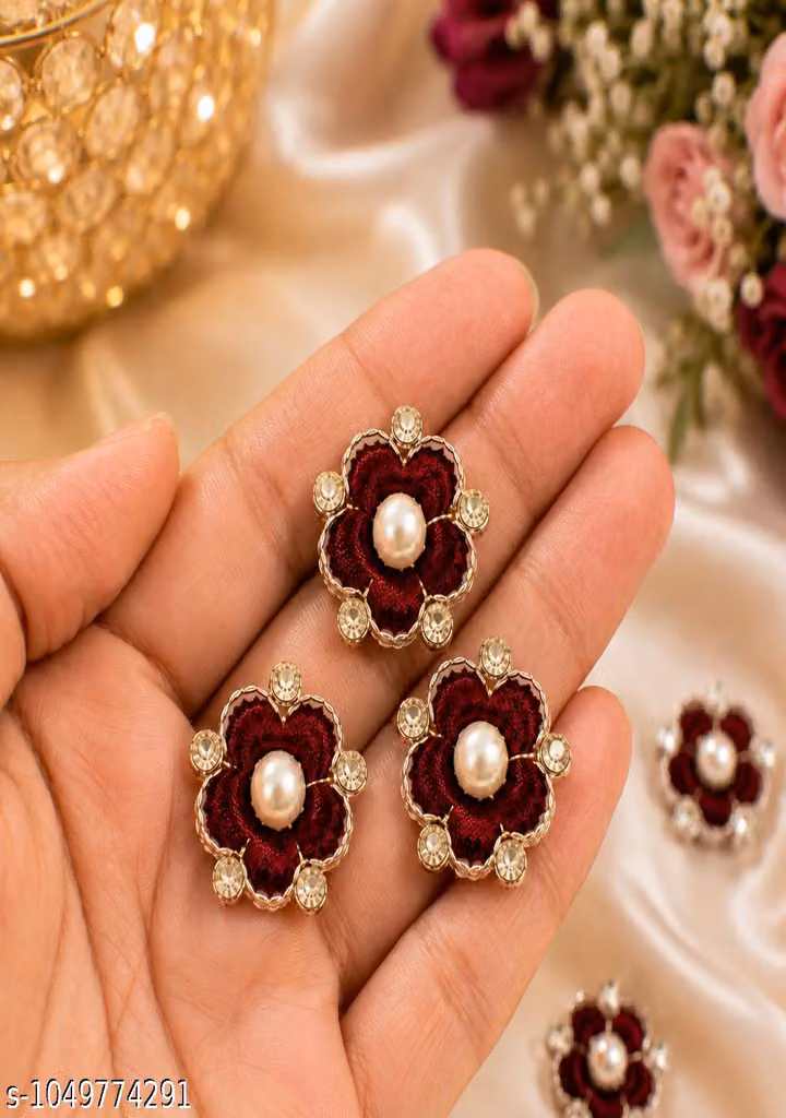 Premium Mehroon Resham Embroidery Boota Pack of 30 – Original Zarkan & Pearl Bead Work