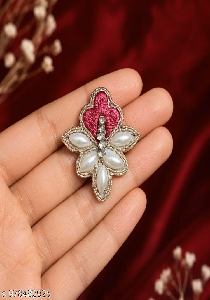 Handmade Rani Embroidery Boota Pearl Patch Pack of 25 – Crystal Motif Jadkan Work