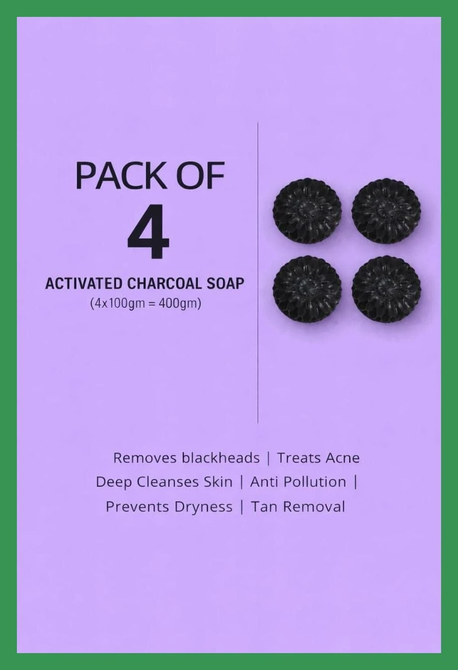 D tan removal Charcoal soap pack of 4 ( 4×100 )