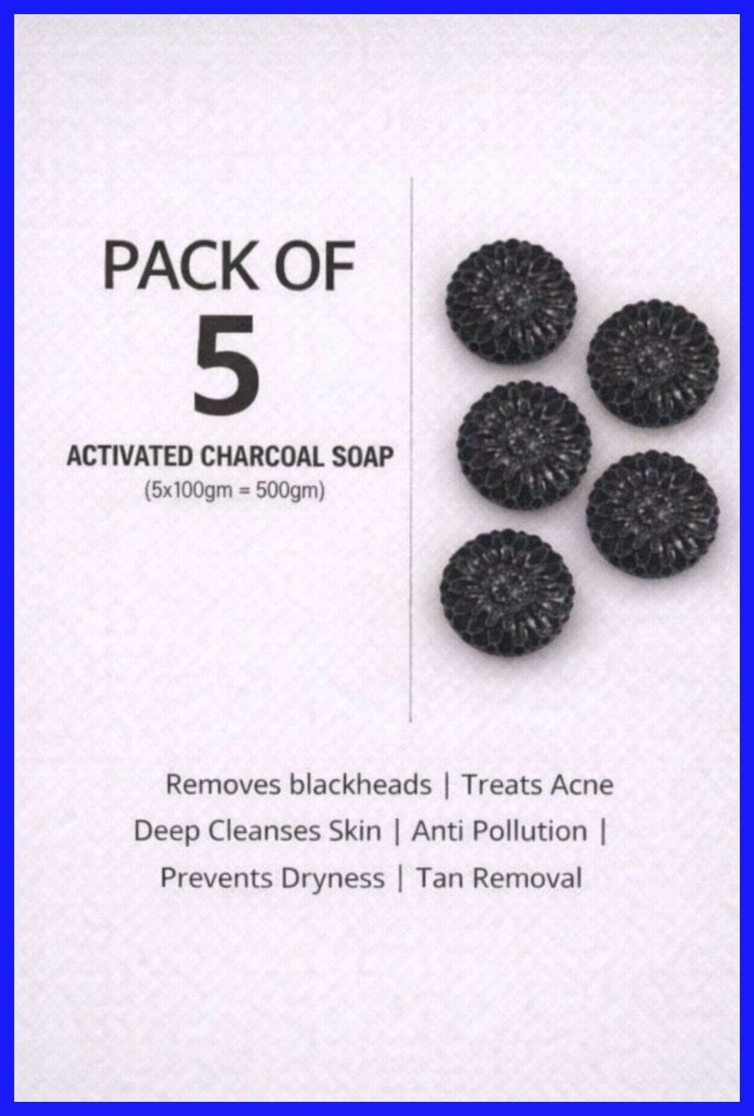 D tan removal Charcoal soap pack of 5 ( 5×100 )