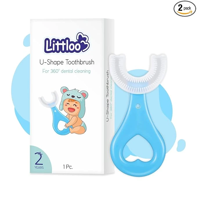 BLISSKART U-Shaped Silicone Baby Toothbrush | Soft 360° Oral Cleaner for Kids & Toddlers | Gentle Gum Massager for Dental Hygiene for baby (Pack of 1)