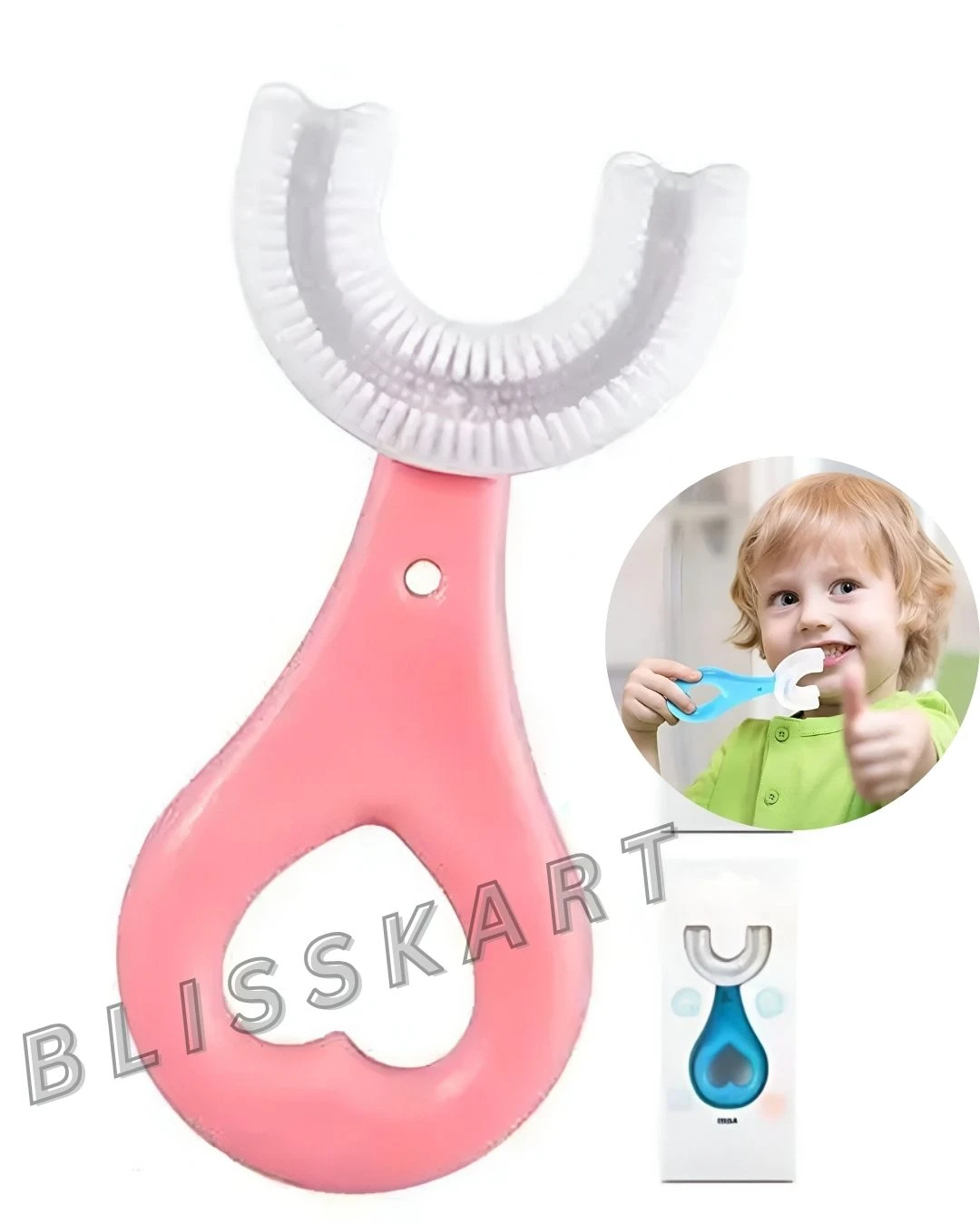 BLISSKART U-Shaped Silicone Baby Toothbrush | Soft 360° Oral Cleaner for Kids & Toddlers | Gentle Gum Massager for Dental Hygiene for baby (Pack of 1)