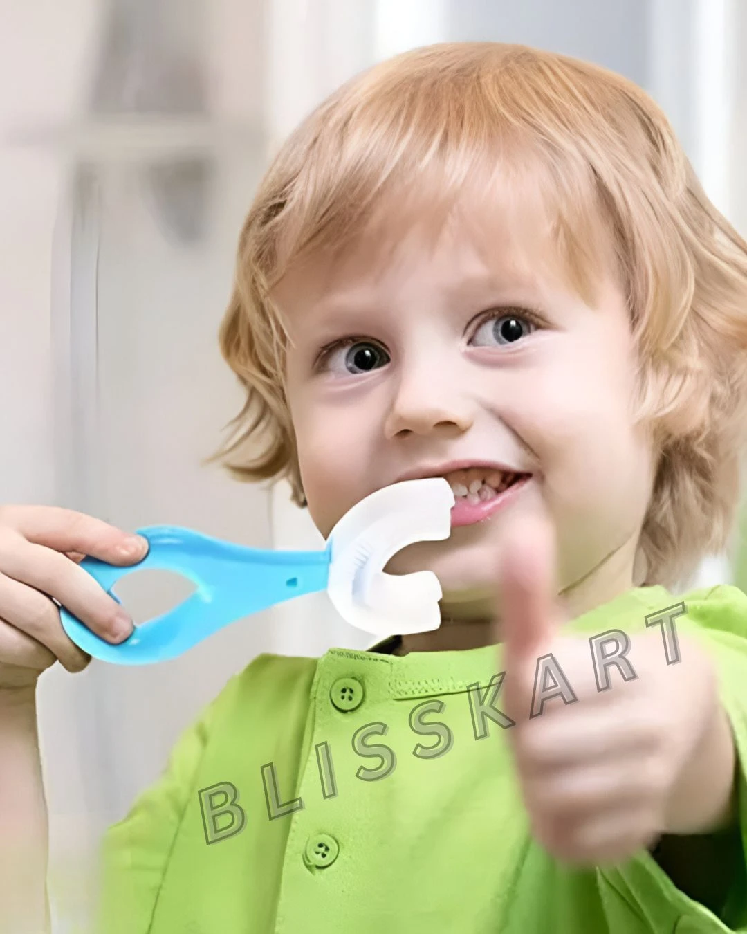 BLISSKART U-Shaped Silicone Baby Toothbrush | Soft 360° Oral Cleaner for Kids & Toddlers | Gentle Gum Massager for Dental Hygiene for baby (Pack of 1)