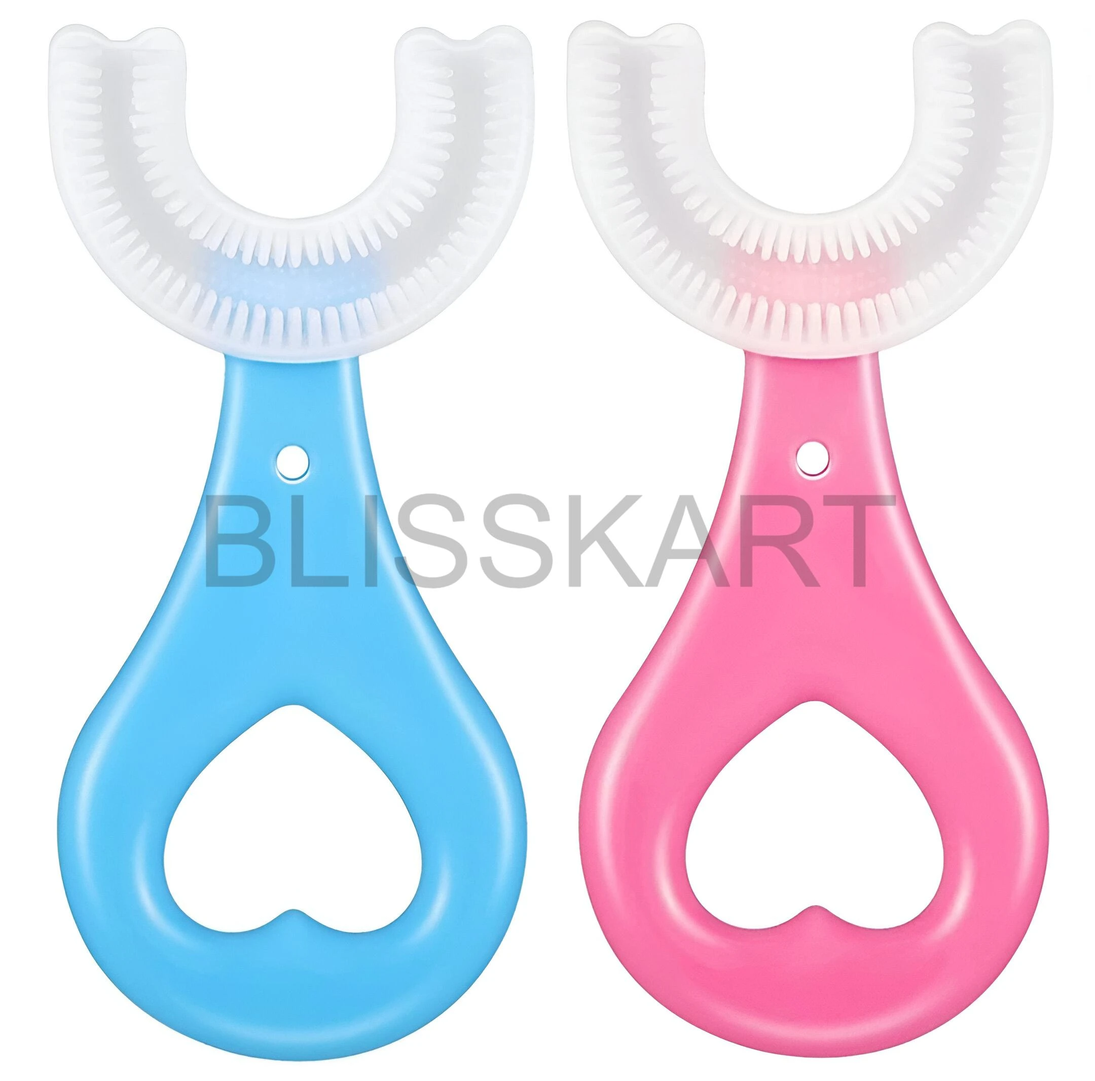 BLISSKART U-Shaped Silicone Baby Toothbrush | Soft 360° Oral Cleaner for Kids & Toddlers | Gentle Gum Massager for Dental Hygiene for baby (Pack of 2)