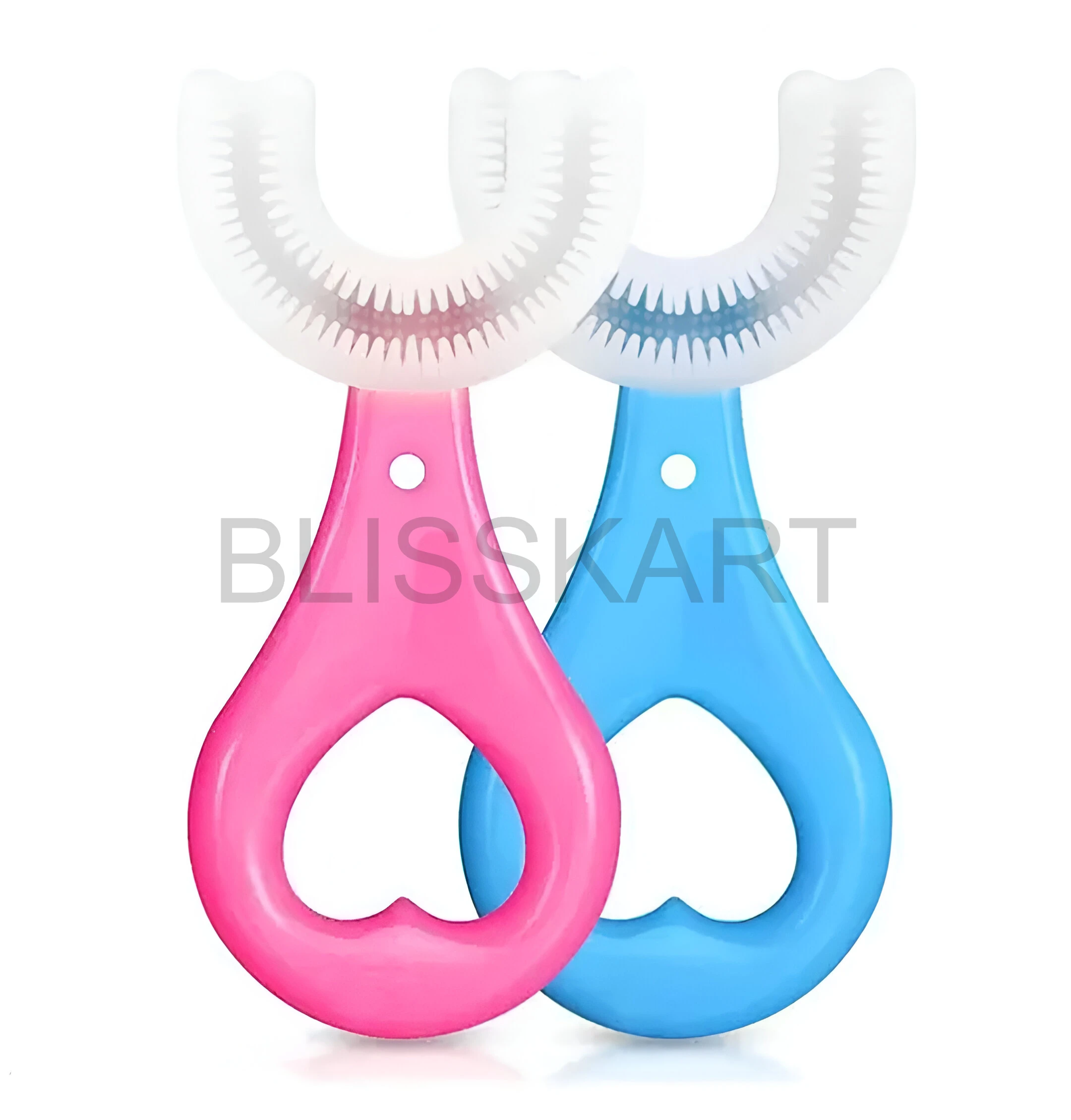 BLISSKART U-Shaped Silicone Baby Toothbrush | Soft 360° Oral Cleaner for Kids & Toddlers | Gentle Gum Massager for Dental Hygiene for baby (Pack of 2)