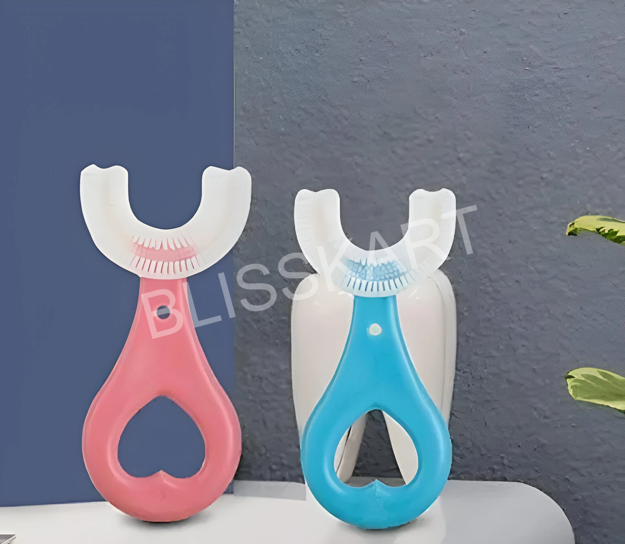 BLISSKART U-Shaped Silicone Baby Toothbrush | Soft 360° Oral Cleaner for Kids & Toddlers | Gentle Gum Massager for Dental Hygiene for baby (Pack of 2)
