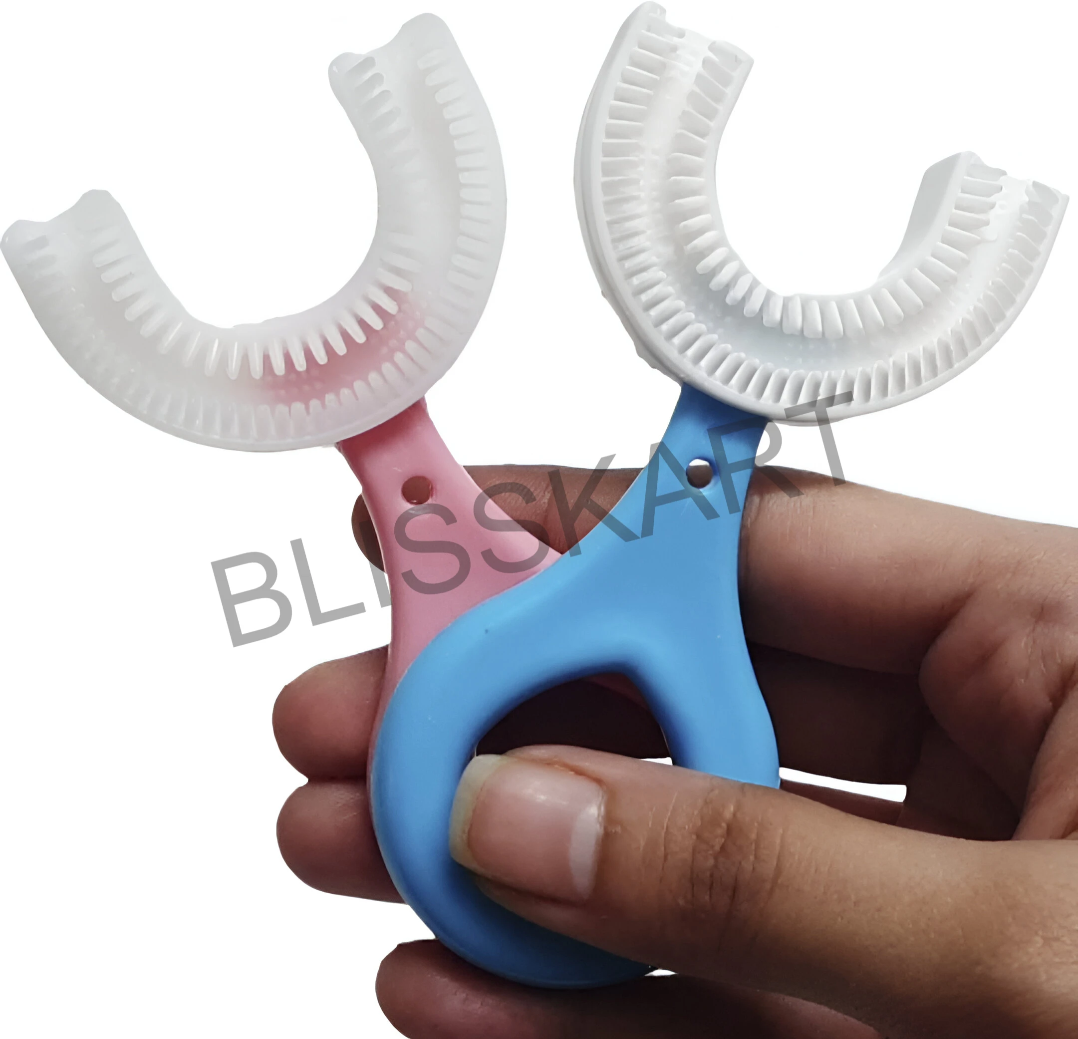 BLISSKART U-Shaped Silicone Baby Toothbrush | Soft 360° Oral Cleaner for Kids & Toddlers | Gentle Gum Massager for Dental Hygiene for baby (Pack of 2)