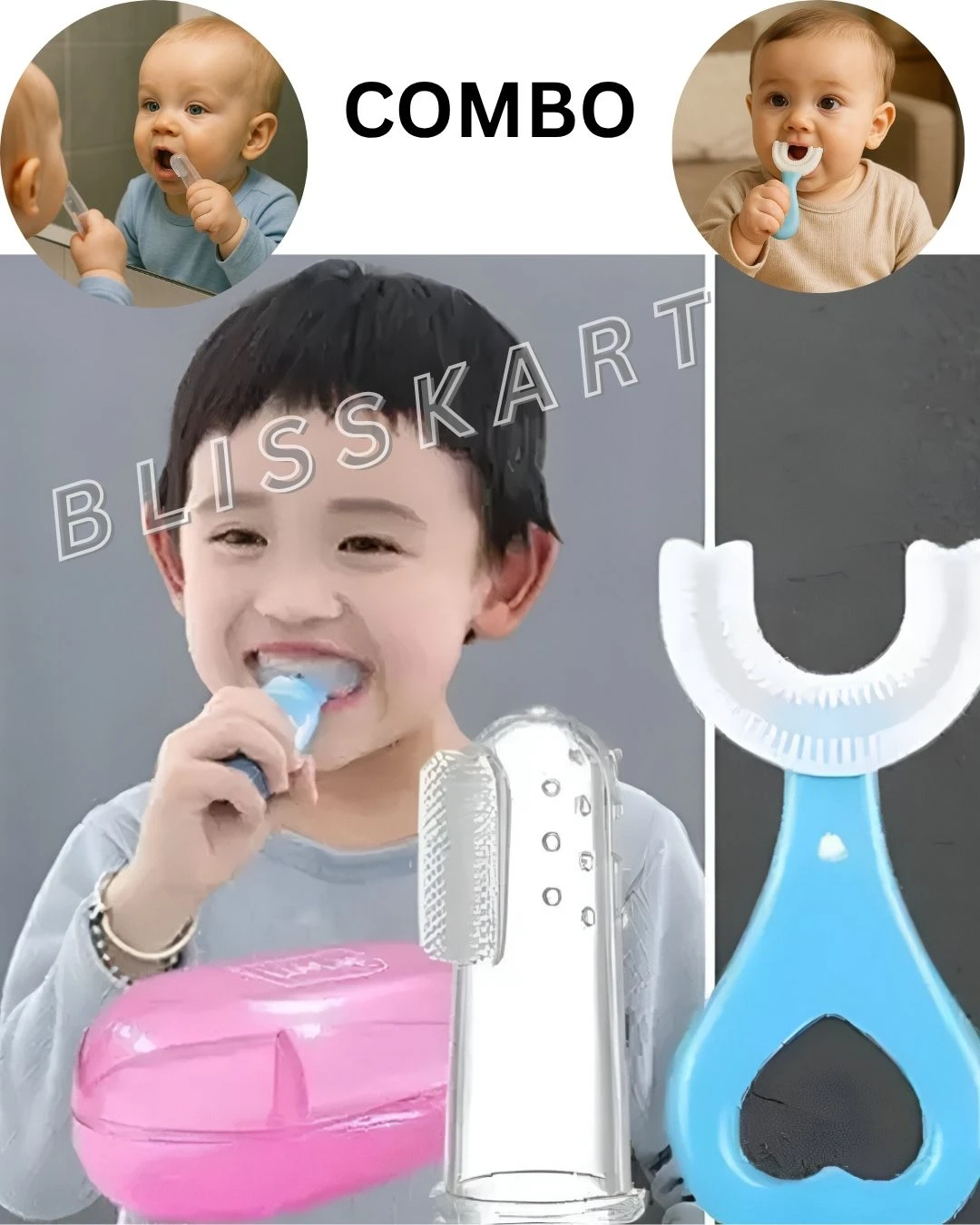 Toothbrush Kids, U-Shaped Convenient Tooth Wash Cleaning Brush, Food Grade Soft Silicone Brush Head Oral Teeth Cleaning Tools For Kids Age 2-12 (Pack of 2, Multi color)