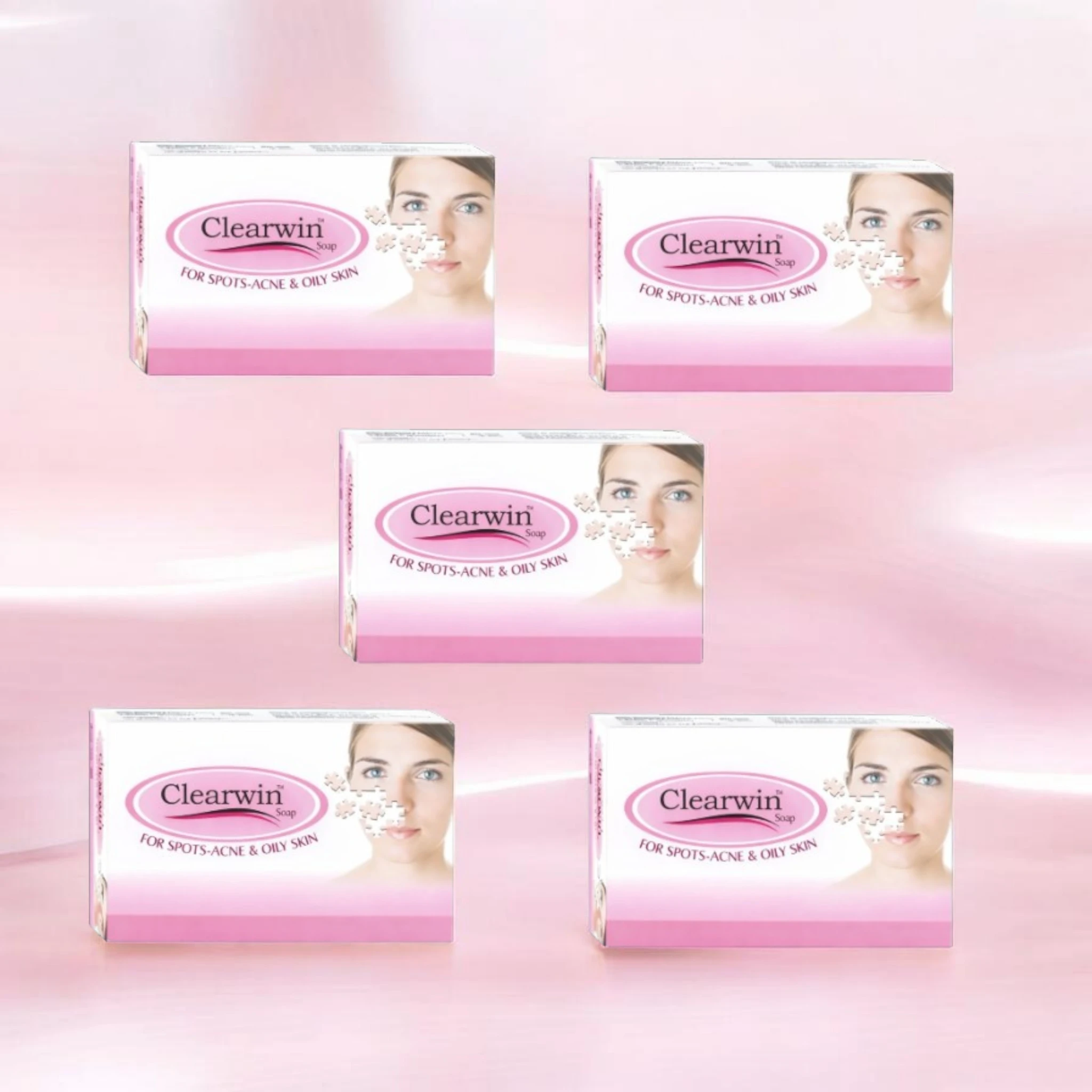 Trendy Clearwin Soap For Spots -Acne & Oily Skin Vitamin E (Pack of 5) 75g Each.