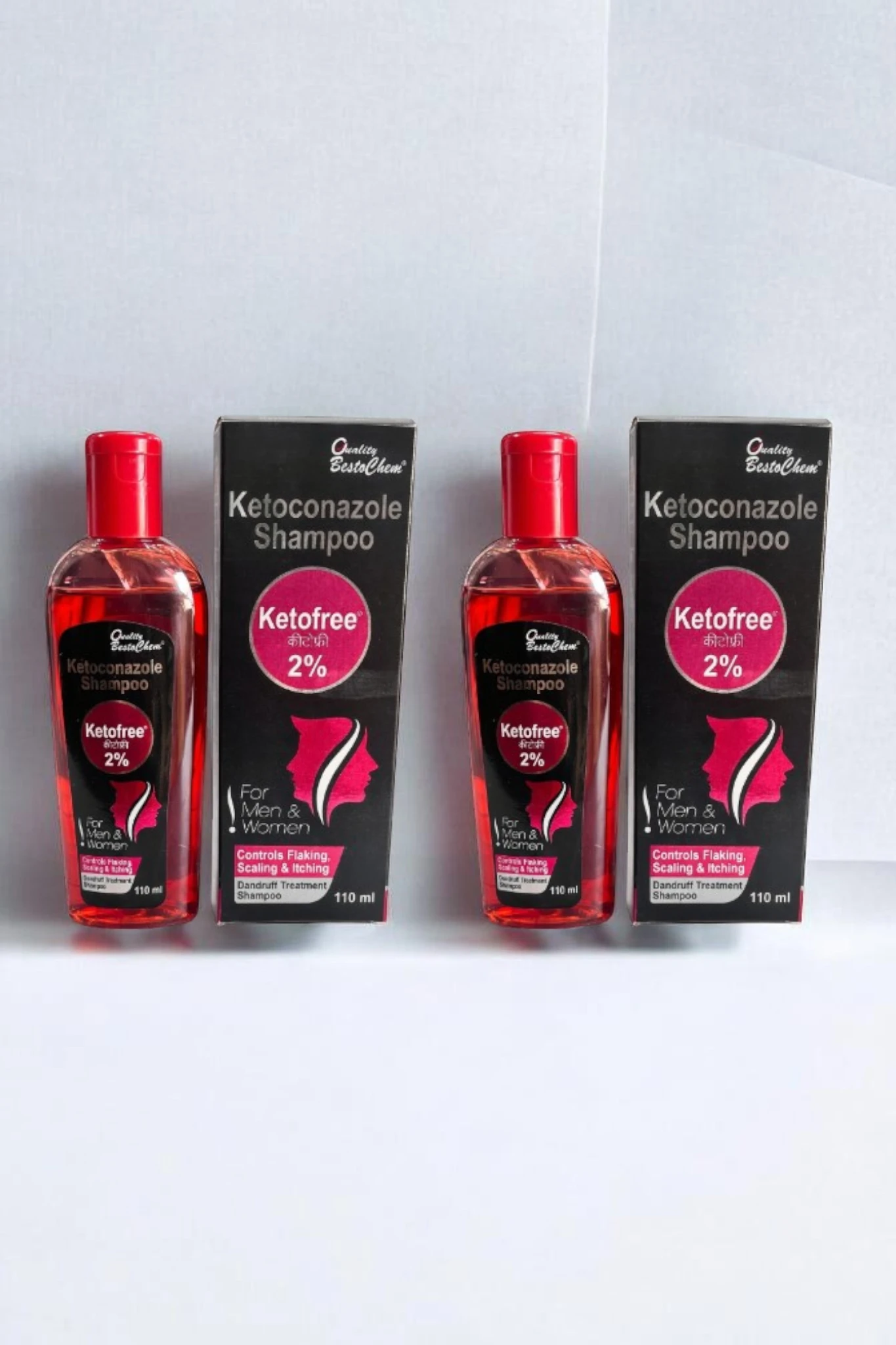 Ketofree Ketoconazole Shampoo 2% (110ml Each) Pack of 2 | Anti-Dandruff Treatment for Itchy & Flaky Scalp