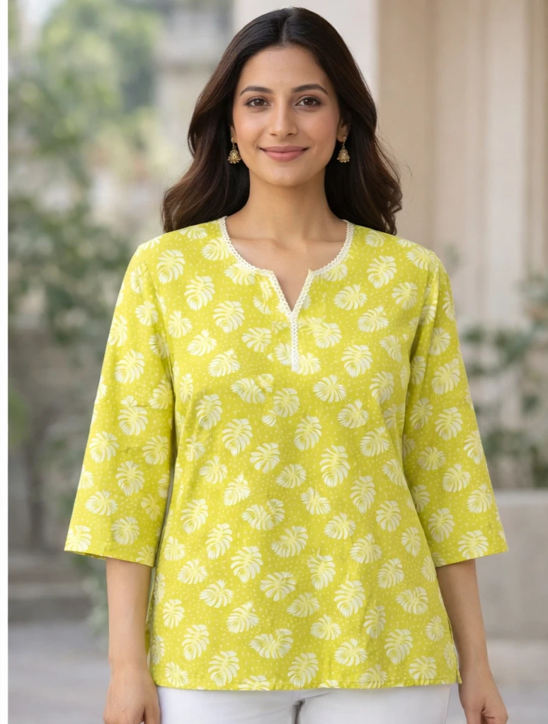 Women Cotton Printed Short Kurti