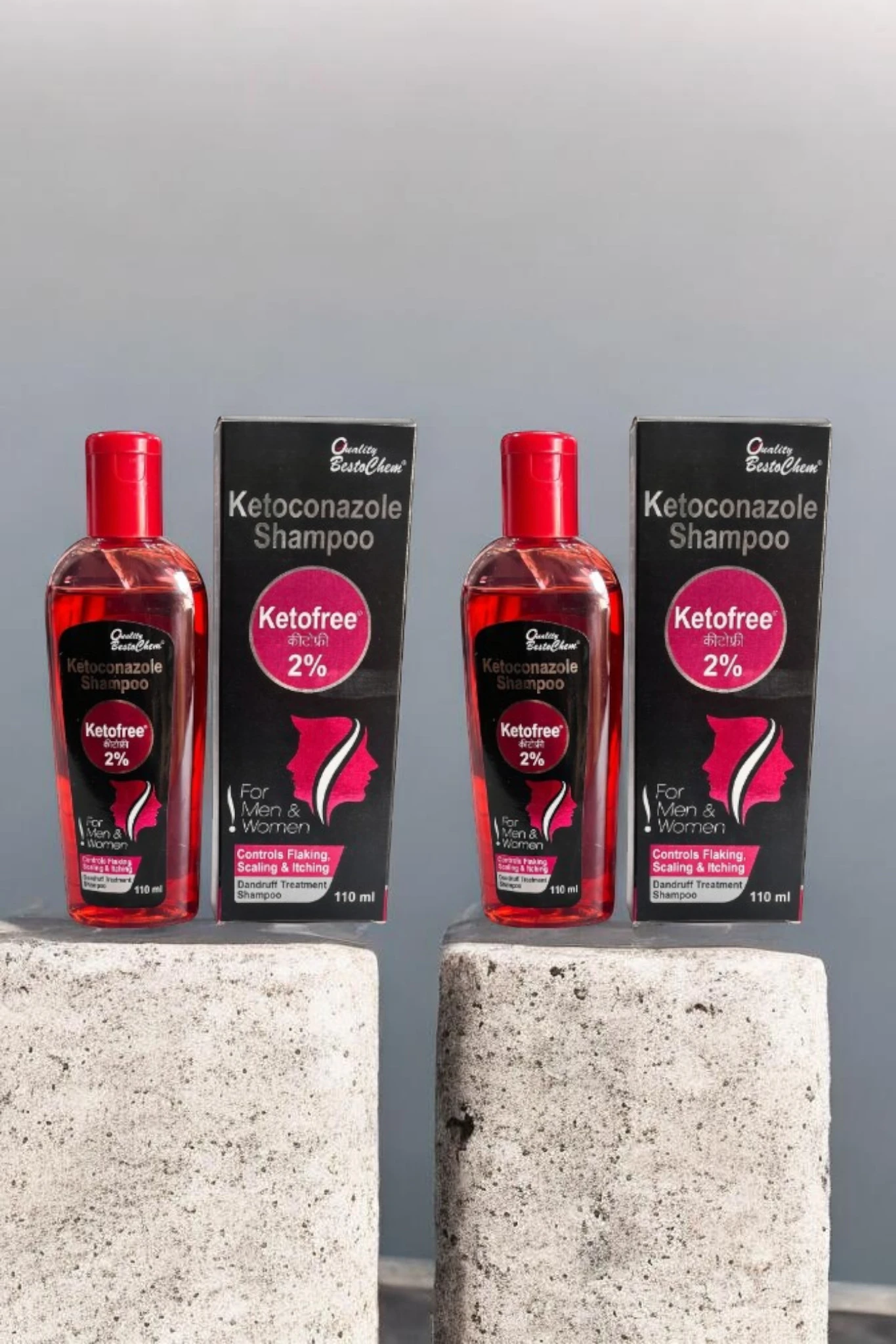 Ketofree Ketoconazole 2% Anti-Dandruff Shampoo 110ml (Pack of 2) | Controls Flaking, Scaling & Itching