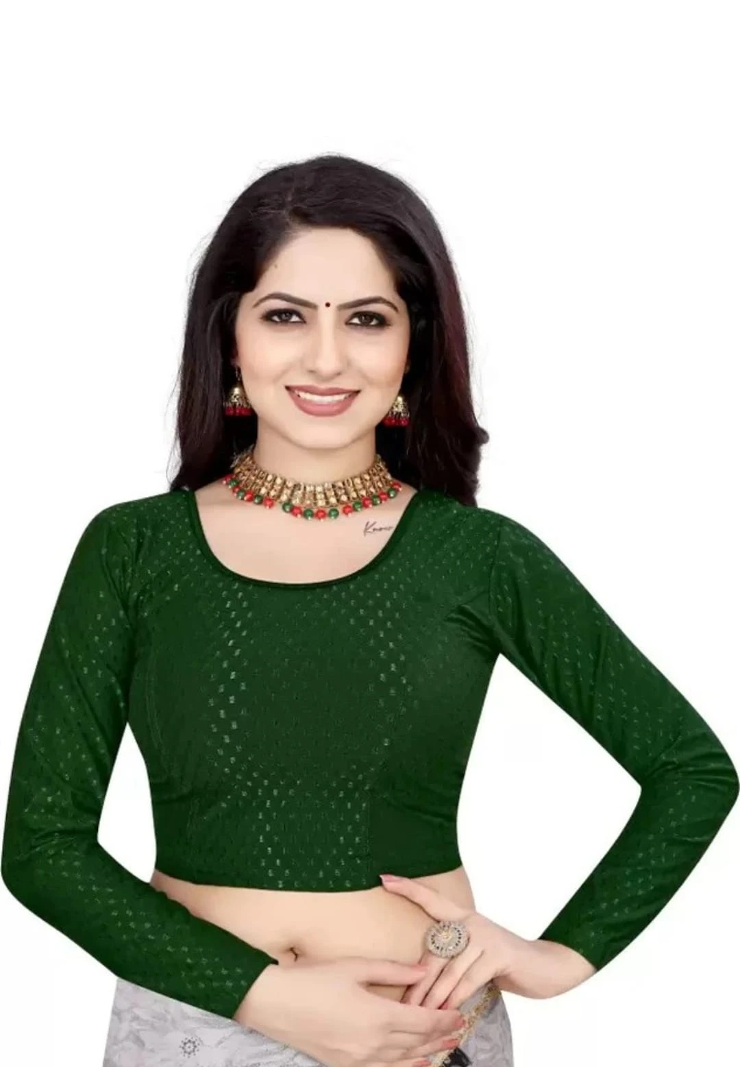 Green Trendy Stylish Stretchable Blouse – Pack of 1 | Comfortable & -Fit Designer Blouse