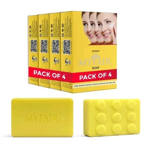 MyFair Skin Whitening & Brightening Soap for Men & Women | De-Tan & Tan Removal | Scar Reduction | Deep Cleansing | Removes Dark Dead Skin Cells | Fairness Soap for Glowing Skin -  (Pack of 4 x 75g)