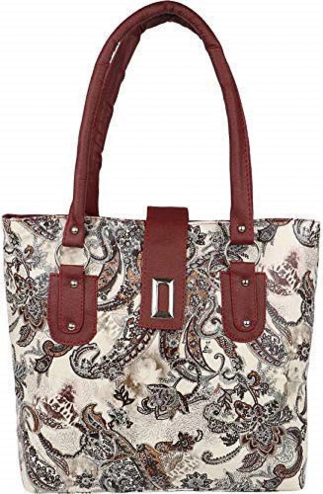 Maroon Print pu artificial leather hand bag for women