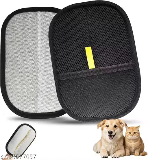 RSE COLLECTION Pet Grooming Hair Removal Glove for Dogs & Cats Fur & Shedding Cleaner Grooming Gloves for Dog & Cat (Black, Large)