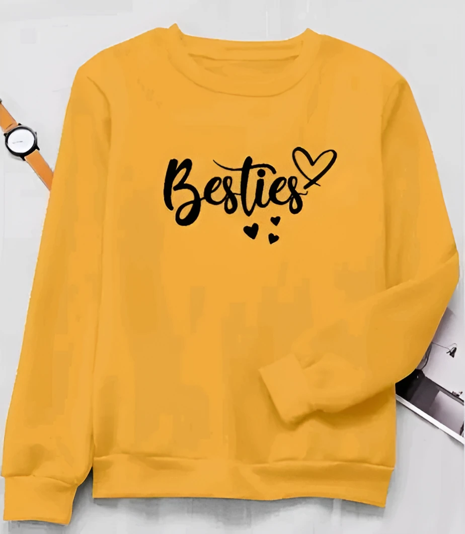 Women sweatshirt, Besties t-shirt, Sky blue pullover, Oversized sweatshirt for girls, Graphic print top, BFF gift, Winter wear for women, Casual sky blue top.