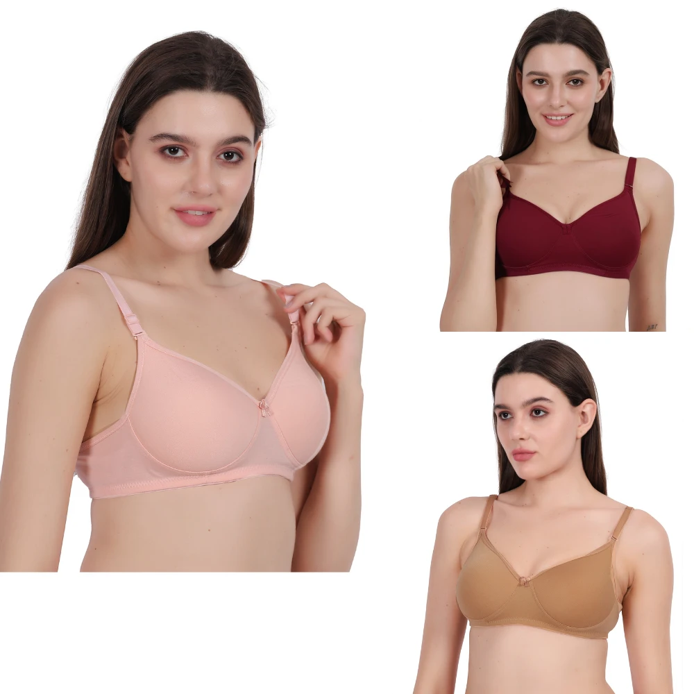 Women Cotton Everday T-Shirt Lightly Padded Bra Combo Pack of 1