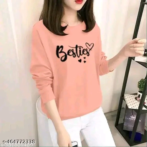 Women's Cotton Printed Round Neck Full Sleeve Tshirts