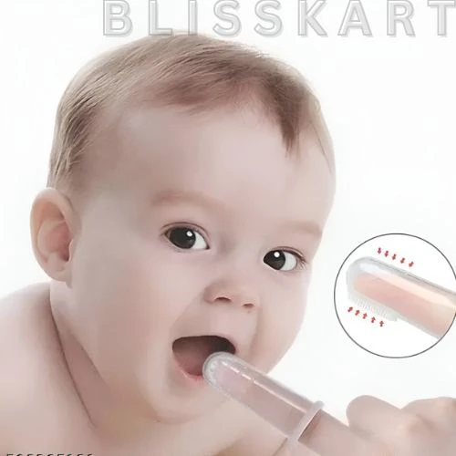 BlissKart Baby Silicone Toothbrush,baby tongue cleaner,Transparent Silicone Finger Brush for Baby Teething,Best silicone baby finger brush,bacho ka toothbrush, Gentle & Effective Oral Care for Your Little One PACK OF 1(with case cover )