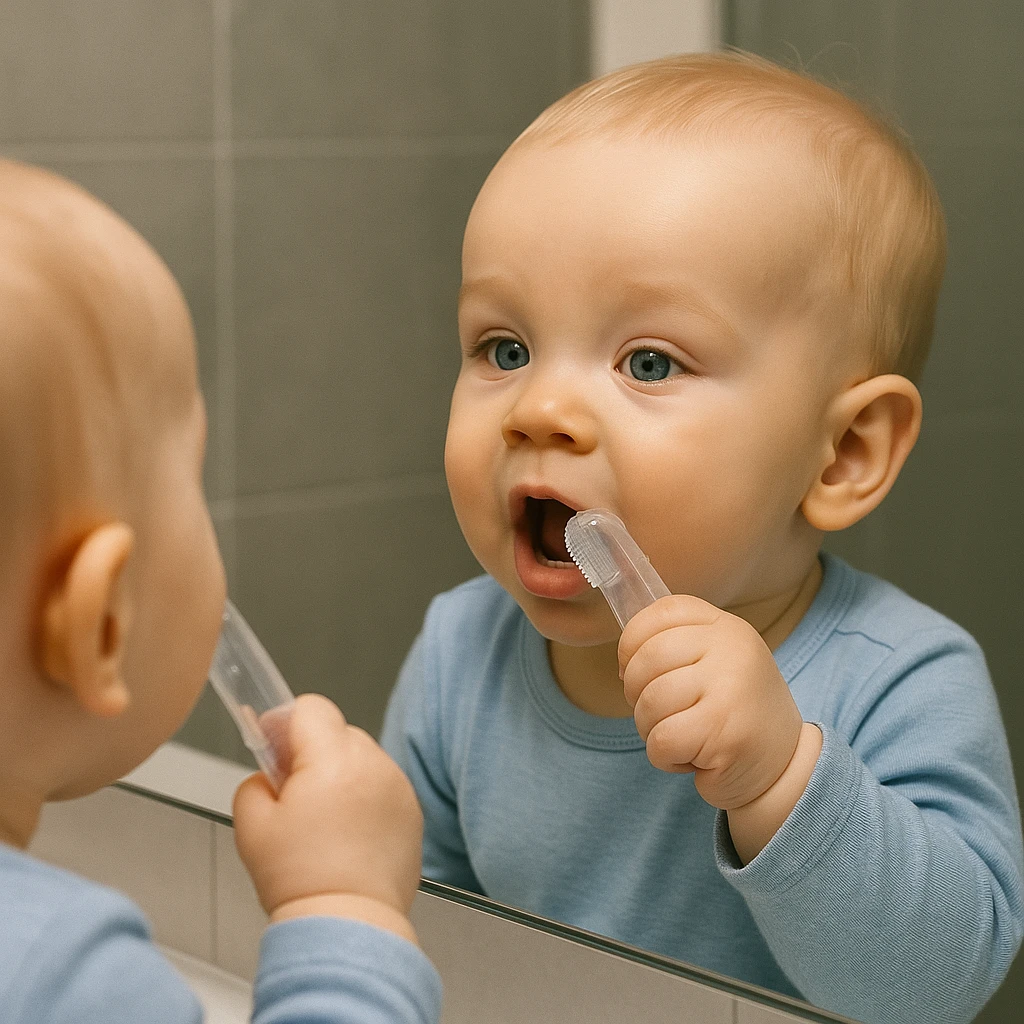 BlissKart Baby Silicone Toothbrush,baby tongue cleaner,Transparent Silicone Finger Brush for Baby Teething,Best silicone baby finger brush,bacho ka toothbrush, Gentle & Effective Oral Care for Your Little One PACK OF 1(with case cover )