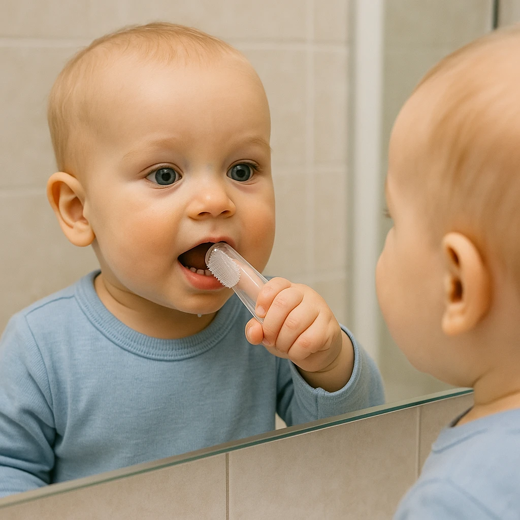 BlissKart Baby Silicone Toothbrush,baby tongue cleaner,Transparent Silicone Finger Brush for Baby Teething,Best silicone baby finger brush,bacho ka toothbrush, Gentle & Effective Oral Care for Your Little One PACK OF 1(with case cover )