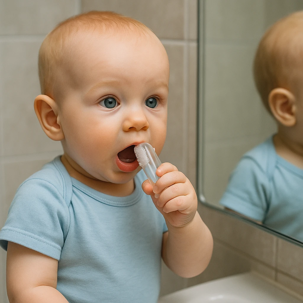 BlissKart Baby Silicone Toothbrush,baby tongue cleaner,Transparent Silicone Finger Brush for Baby Teething,Best silicone baby finger brush,bacho ka toothbrush, Gentle & Effective Oral Care for Your Little One PACK OF 1(with case cover )