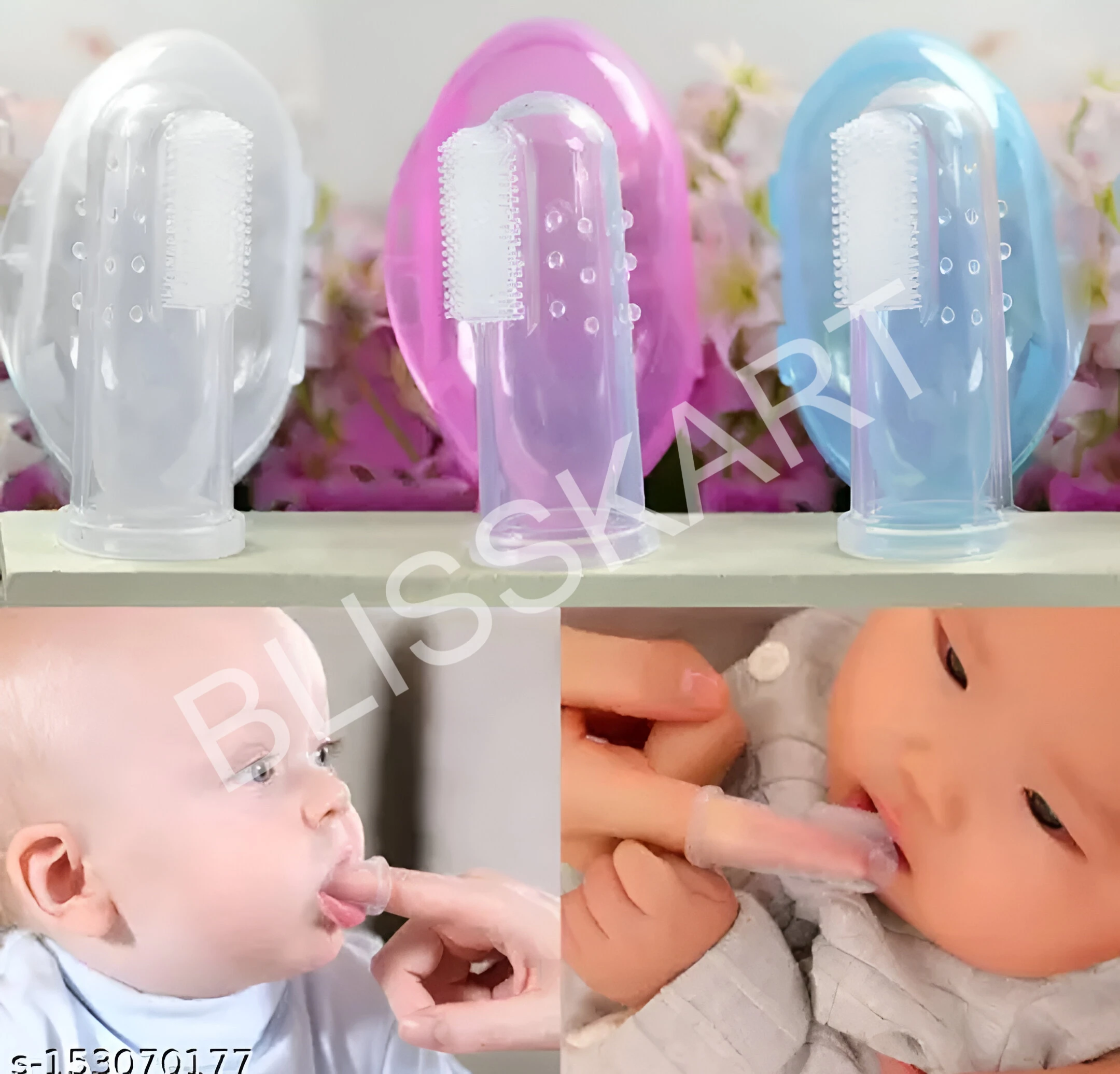 BlissKart Baby Silicone Toothbrush,baby tongue cleaner,Transparent Silicone Finger Brush for Baby Teething,Best silicone baby finger brush,bacho ka toothbrush, Gentle & Effective Oral Care for Your Little One PACK OF 1(with case cover )