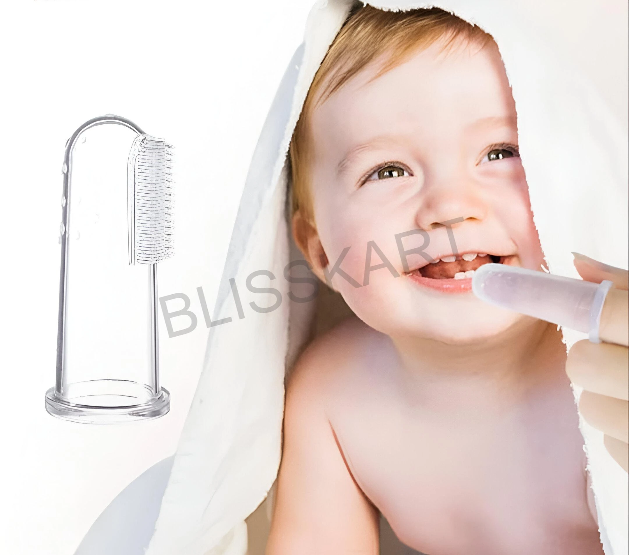 BlissKart Baby Silicone Toothbrush,baby tongue cleaner,Transparent Silicone Finger Brush for Baby Teething,Best silicone baby finger brush,bacho ka toothbrush, Gentle & Effective Oral Care for Your Little One PACK OF 1(with case cover )