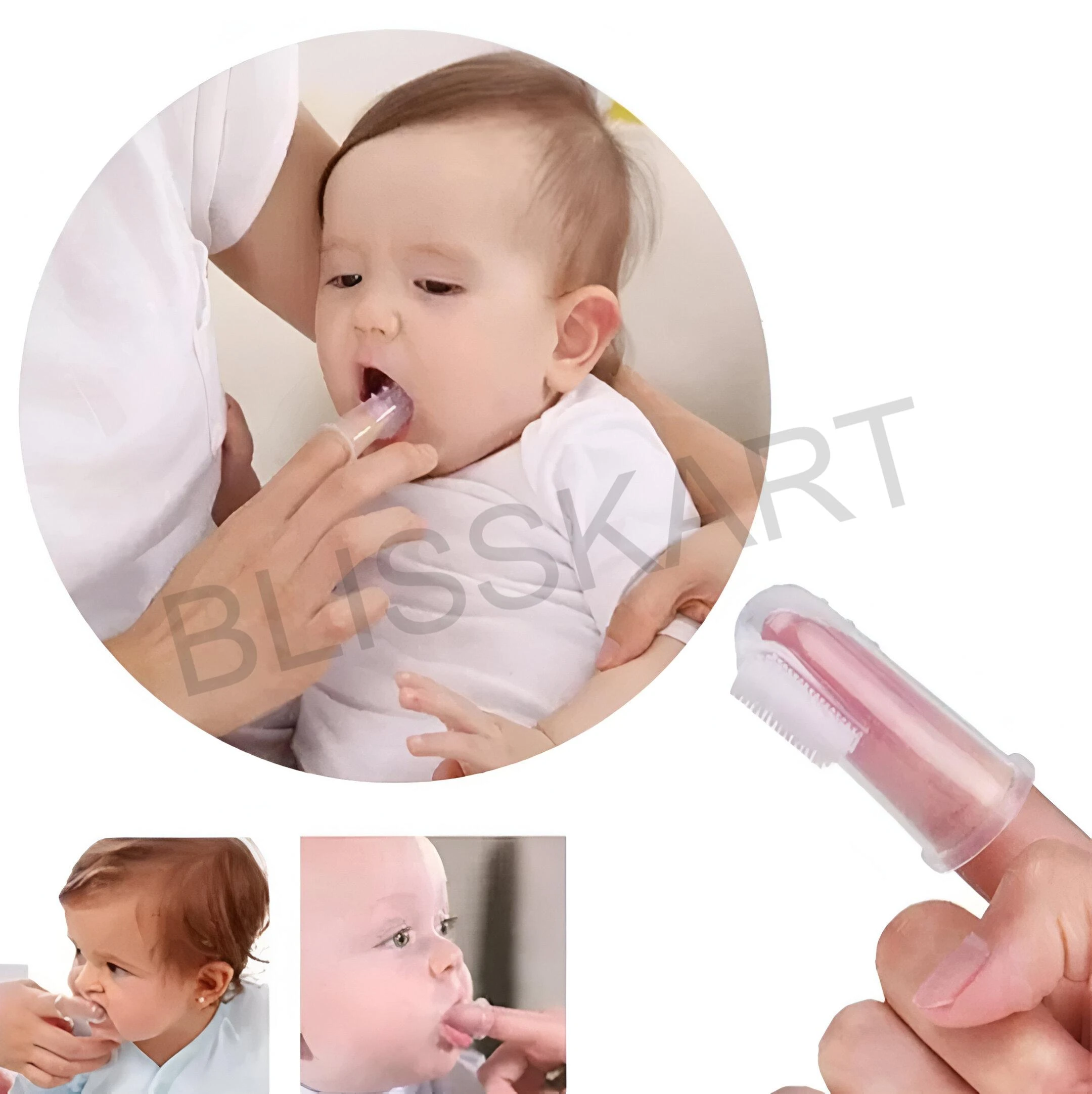 BlissKart Baby Silicone Toothbrush,baby tongue cleaner,Transparent Silicone Finger Brush for Baby Teething,Best silicone baby finger brush,bacho ka toothbrush, Gentle & Effective Oral Care for Your Little One PACK OF 1(with case cover )